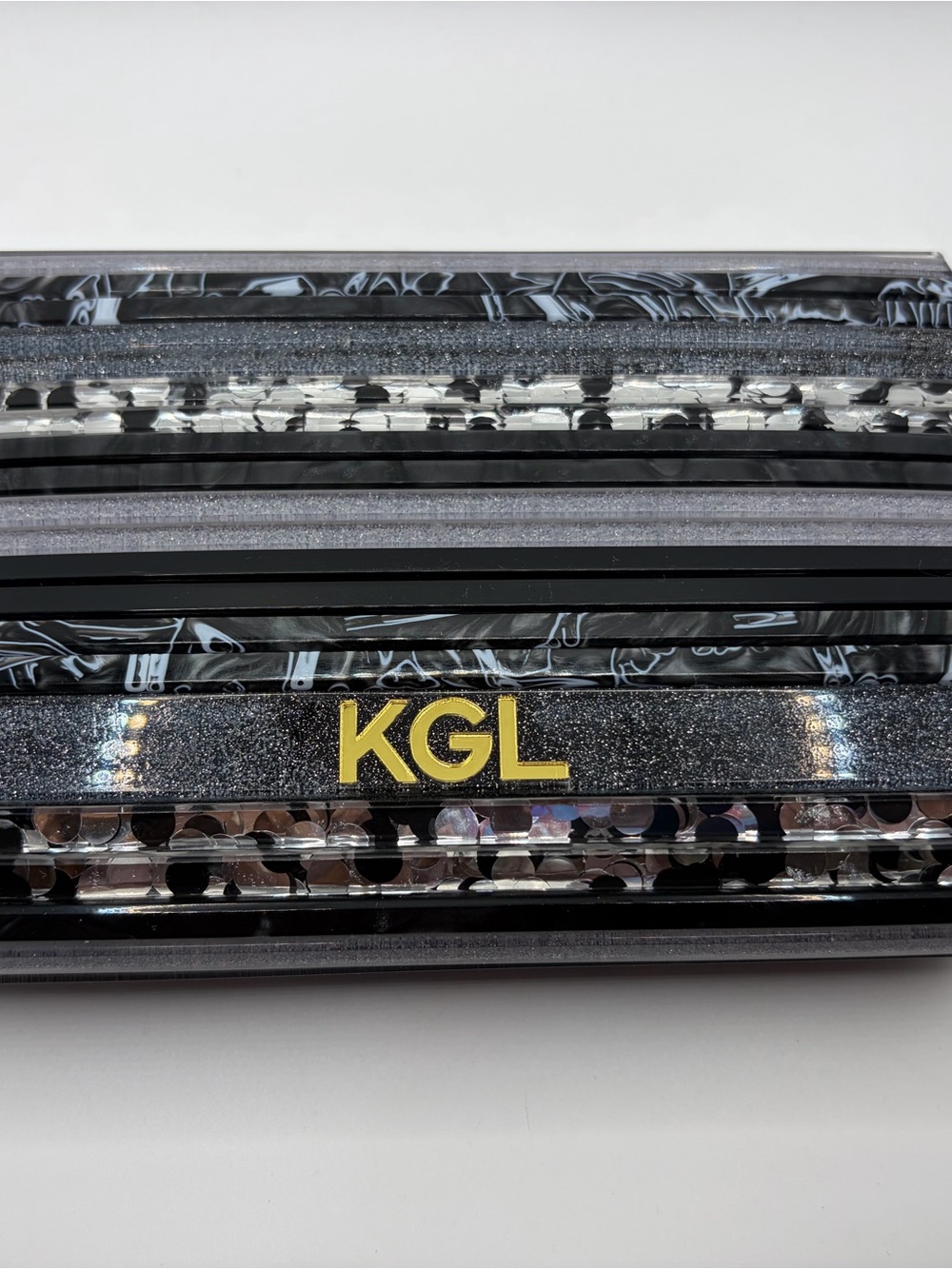 Kurt Geiger Hard Black Glitter Clutch